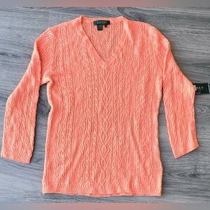 Lauren Ralph Lauren Women's V-Neck Sweater in Coral